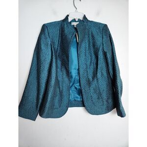 NWT Coldwater Creek Emerald Green Crinkle Open Evening Blazer size Petite Small